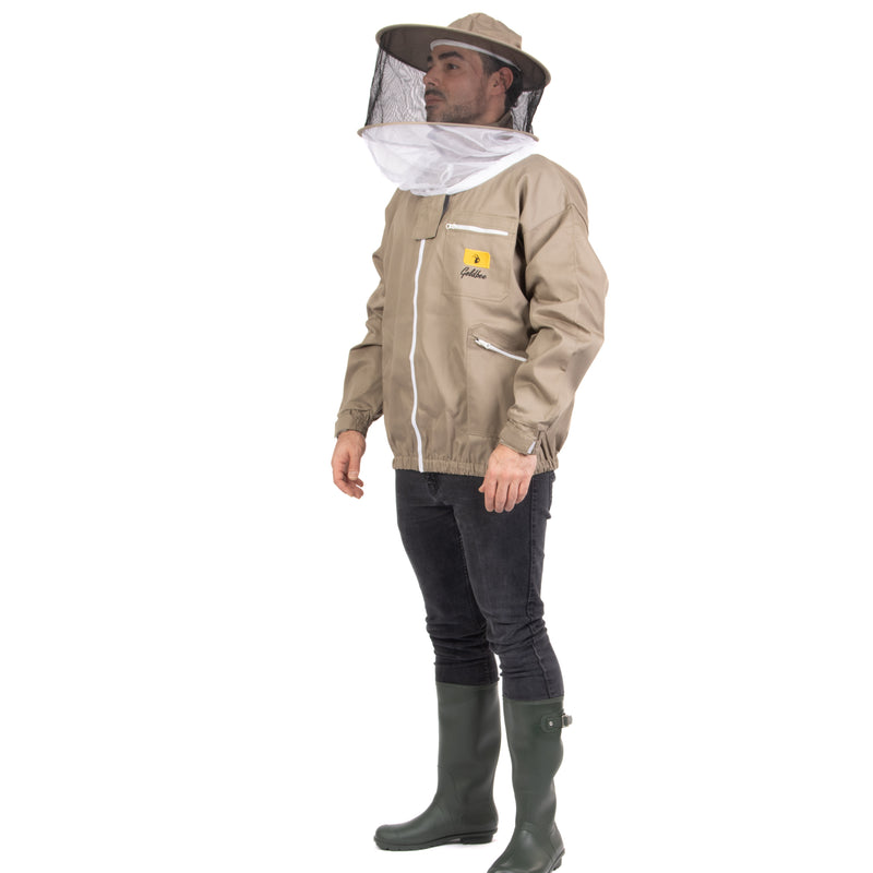 Olive Green Beekeeping Jacket - Hat Style