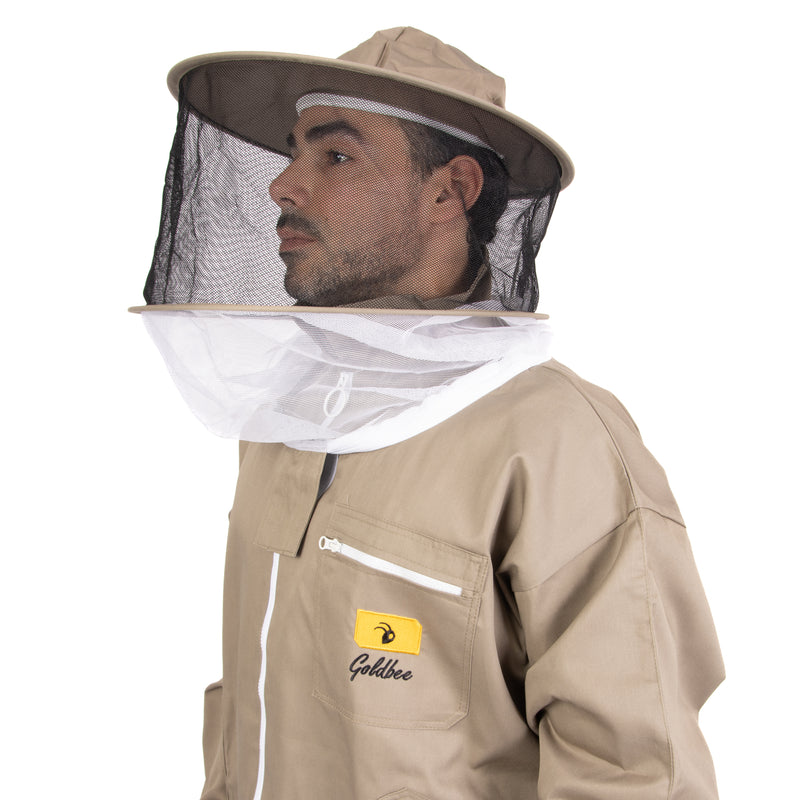 Olive Green Beekeeping Jacket - Hat Style